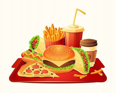 传统快餐食品卡通插图矢量图素材